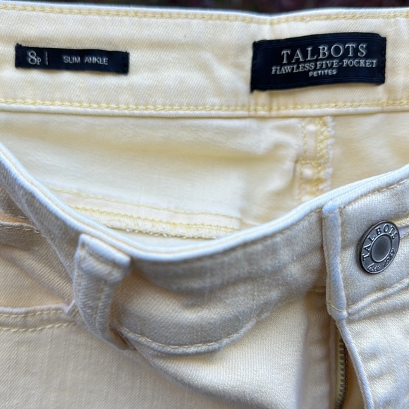 Talbots flawless 5 pockets slim ankle petites jeans off white mute yellow 8P - Picture 6 of 6